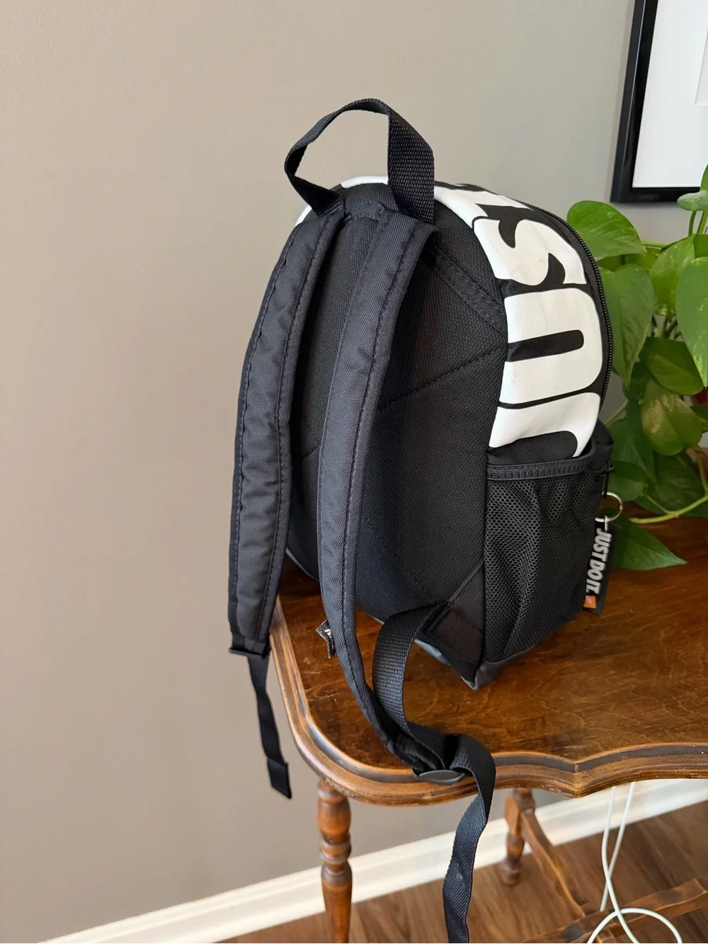NWT. Nike Black Mini Backpack with White Swoosh Just Do It